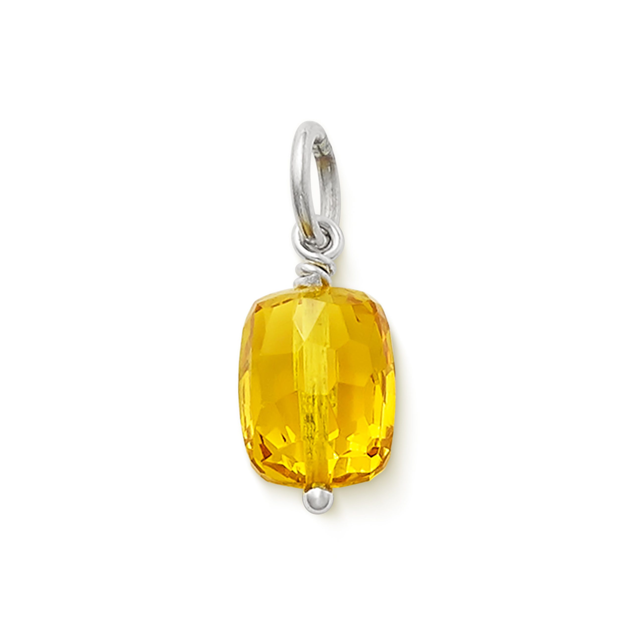 Faceted Lab-Created Golden Sapphire Gemstone Bead Pendant - Image 2