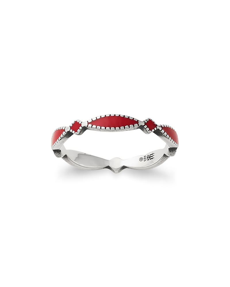 Enamel Red Cordoba Stacker Ring - Image 3