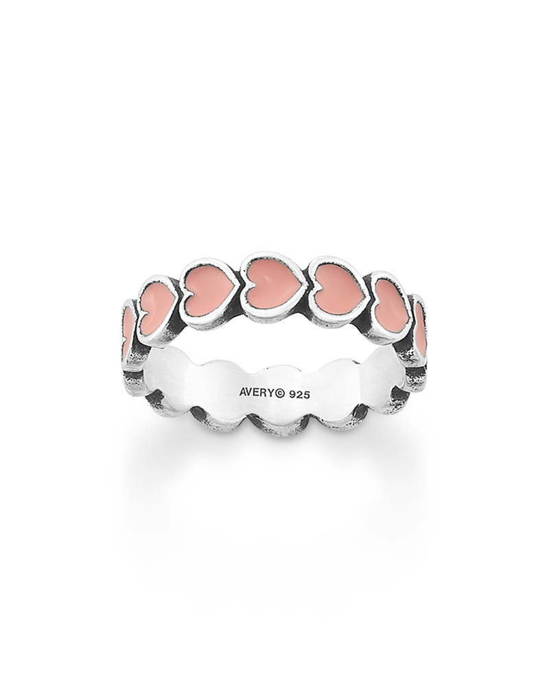Enamel Pink Connected Hearts Ring - Image 3
