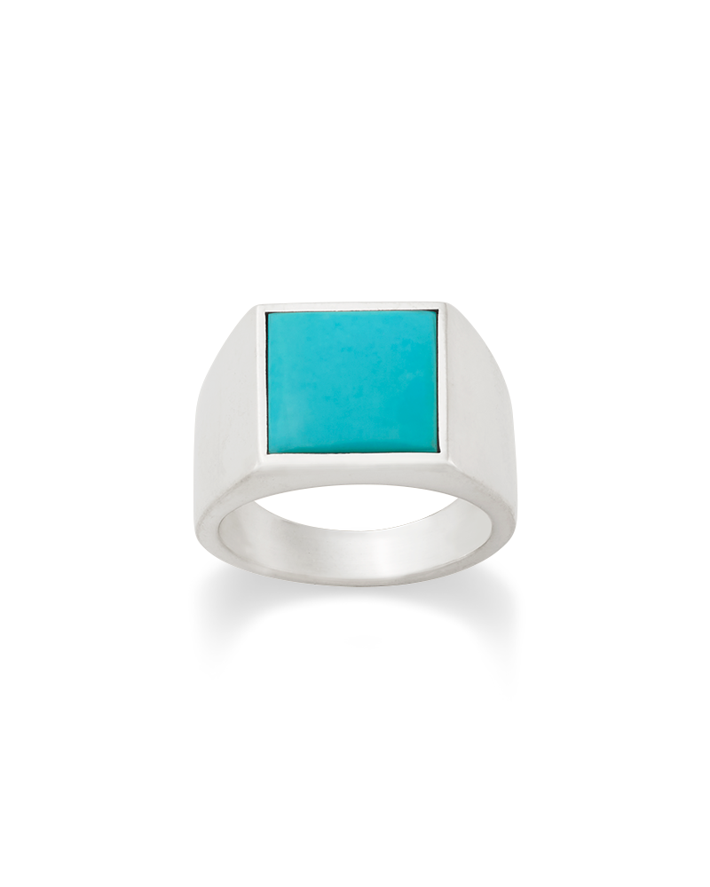Classic Gemstone Signet Ring with Turquoise - Image 3