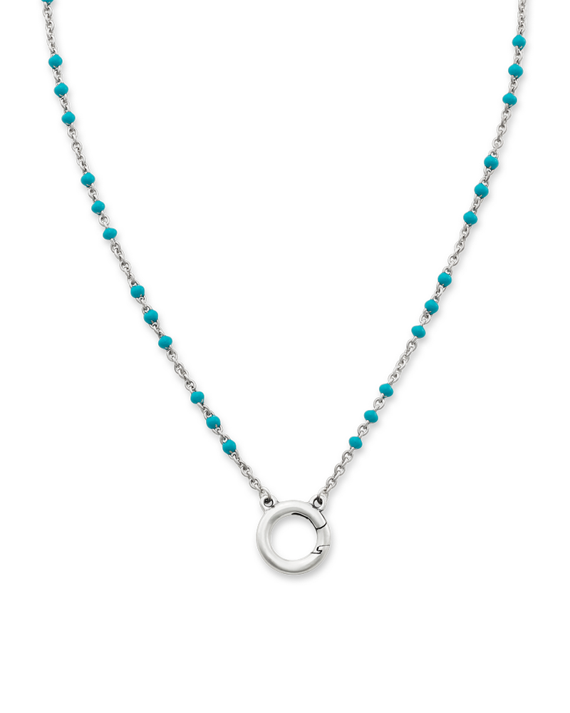 Enamel Beaded Chain Changeable Charm Holder Necklace