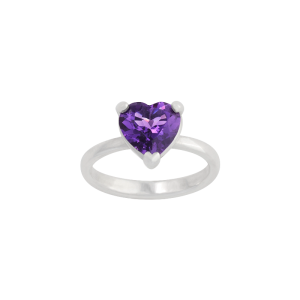 Heart Gemstone Ring with Amethyst
