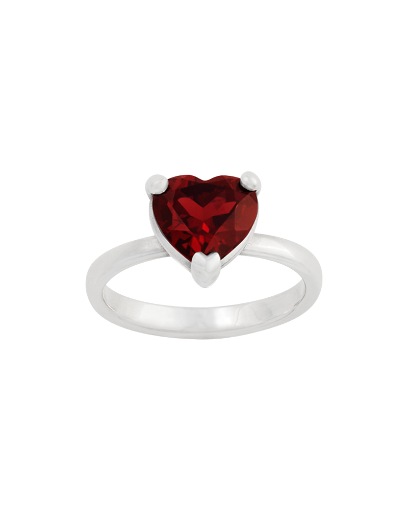 Heart Gemstone Ring with Garnet