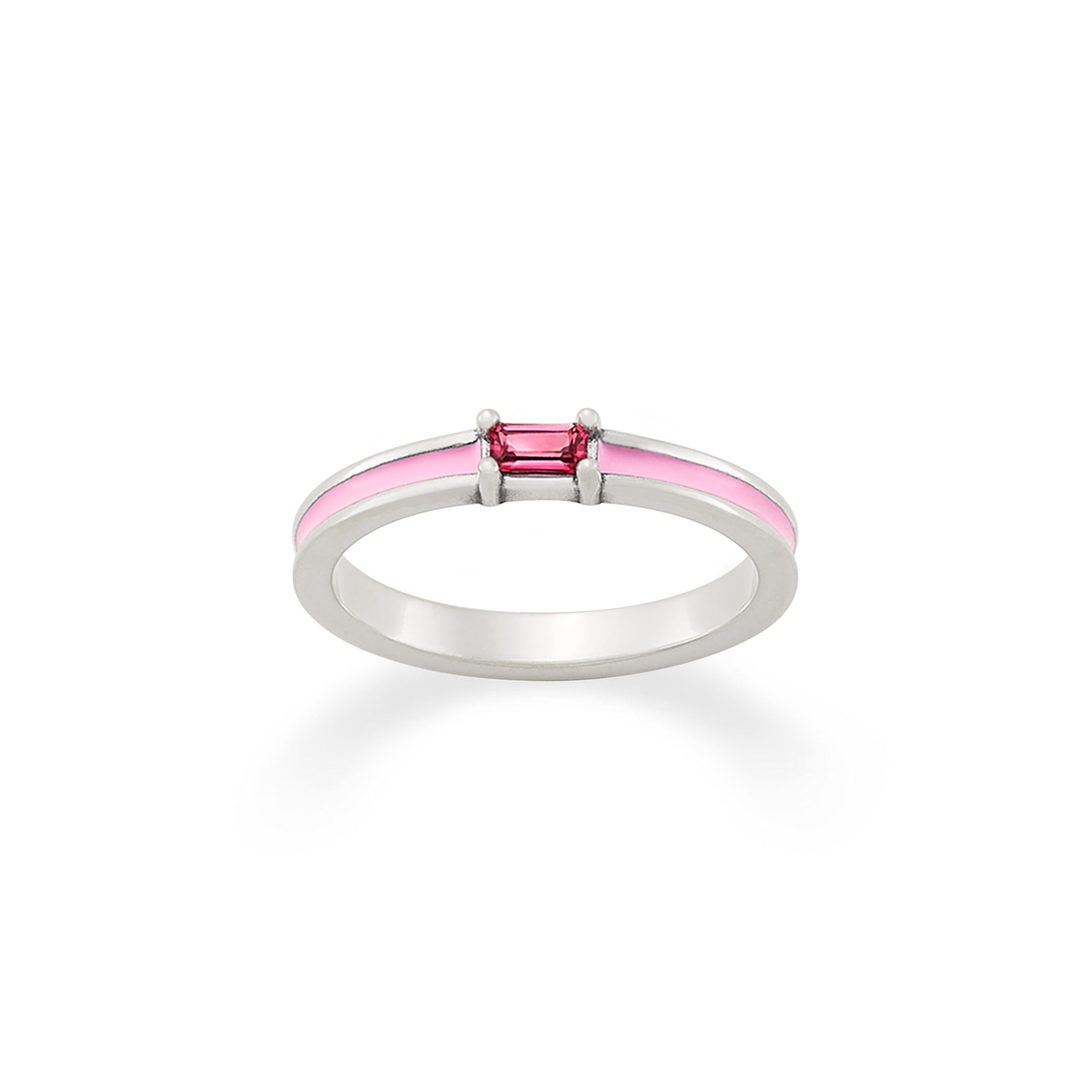 Enamel Pink Gemstone Stacker Ring - Image 2
