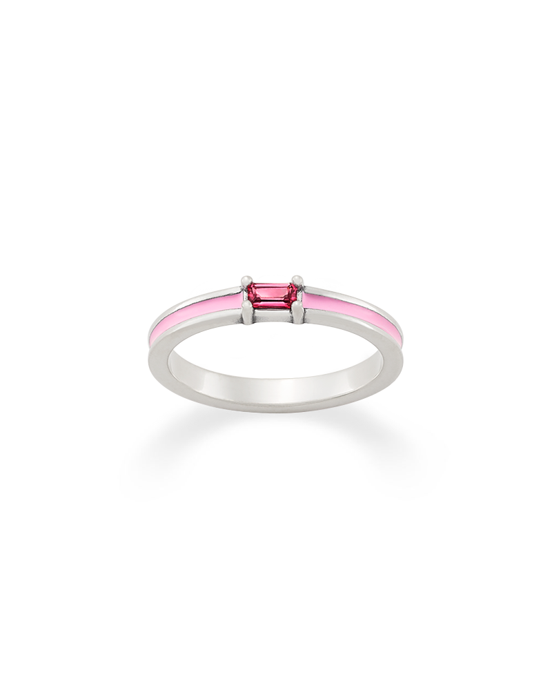 Enamel Pink Gemstone Stacker Ring